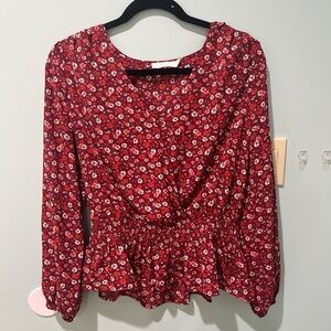 Lush Red Floral Blouse